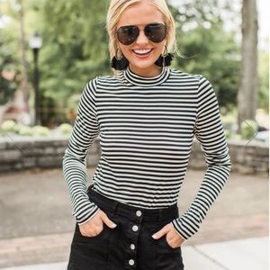 Pink Lily stripe turtleneck
